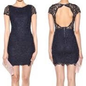 Alice + Olivia Clover Fitted Open Back Dress Navy